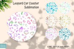colorful glitter leopard print car coaster sublimation