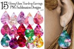 Gradient Glass Teardrop Earring .PNG Sublimation Designs Product Image 1