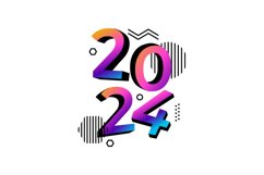 Colorful gradient 2024 number or text art design vector Product Image 1