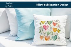 Colorful hand-drawn hearts and leaves Pillow Cover printables background