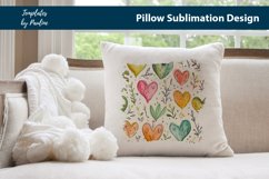 Colorful hand-drawn hearts and leaves Pillow Cover printables background