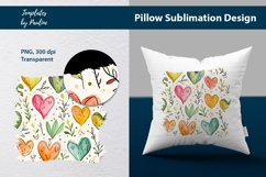 Colorful hand-drawn hearts and leaves Pillow Cover printables background