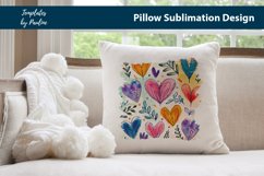 Colorful hand-drawn hearts and leaves Pillow Cover printable background