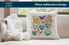 Colorful heart patterns with florals Pillow Cover printable background
