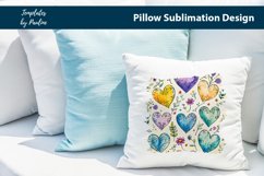 Colorful heart patterns with florals Pillow Cover printable background