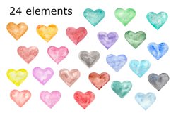 WATERCOLOR CLIPART colorful hearts bright valentine's day Product Image 2
