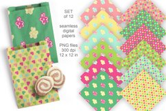 Colorful Hearts and Flowers Seamless Patterned Papers Set 