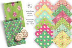 Colorful Hearts and Flowers Seamless Patterned Papers Set 