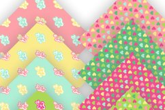 Colorful Hearts and Flowers Seamless Patterned Papers Set 