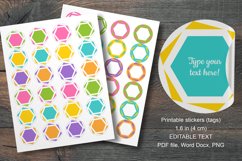 Colorful Hexagons Small Summer Round Labels 24 per Paper