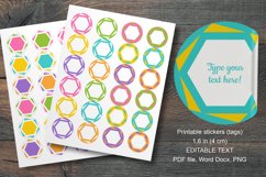 Colorful Hexagons Small Summer Round Labels 24 per Paper