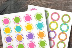 Colorful Hexagons Small Summer Round Labels 24 per Paper