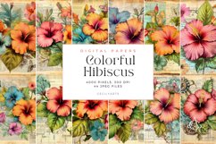 44 Colorful Hibiscus with Tropical Leaves Vintage Journal Product Image 2