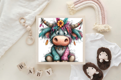 Colorful Highland Cow Clipart Product Image 3