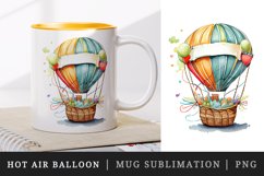 Watercolor hot air balloon mug, cup wrap sublimation design