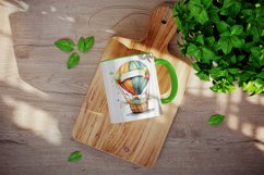 Watercolor hot air balloon mug, cup wrap sublimation design