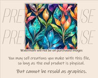 Colorful Leaves Tumbler Design, Watercolor PNG Sublimation Product Image 3