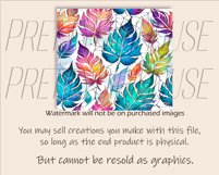 Colorful Leaves Tumbler Design, Watercolor PNG Sublimation Product Image 3