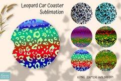 colorful leopard print car coaster sublimation