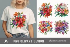 Watercolor Colorful Lily Bouquet Clipart Product Image 1