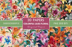 Colorful Lily Floral Digital Paper Bundle Product Image 1