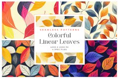 Colorful Linear Leaves Seamless Patterns Product Image 1