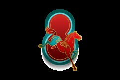 Colorful lunar new year horse chinese zodiac sign clipart Product Image 2