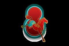 Colorful lunar new year horse chinese zodiac sign clipart Product Image 2