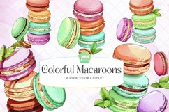 Colorful Macaroons Watercolor Sublimation Clipart Product Image 1