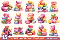 Colorful Macaroons Watercolor Sublimation Clipart Product Image 1