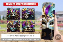 Tumbler Sublimation Wrap Mardi Gras Masks Product Image 1