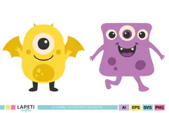Kids Monster Party Graphics Printable Craft Bundle