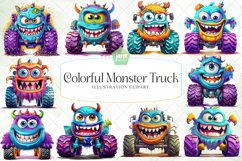 Colorful Monster Truck Sublimation Clipart Product Image 1