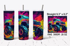 Colorful Monster Truck Tumbler Wrap, Monster Truck PNG Product Image 1