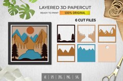 Mountain and Lake Landscape 3D Shadow Box Layered Papercut Product Image 1