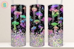 Colorful Mushroom Glitter 20oz Tumbler Sublimation Wrap Product Image 1