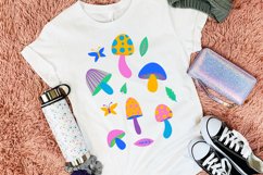 colorful mushrooms on shirt sublimation design