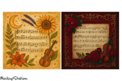 Vintage Music Note Papers Printable for Scrapbooking Crafts Product Image 2