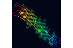 Colorful music notes with colorful lines &amp; equalizer poster Product Image 1