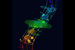 Colorful music notes with colorful lines and equalizer vecto Product Image 2