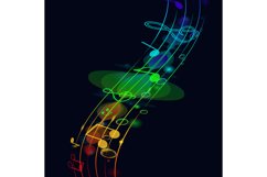Colorful music notes with colorful lines and equalizer vecto Product Image 1