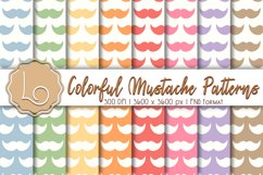 set of 16 colourful mustache patterns