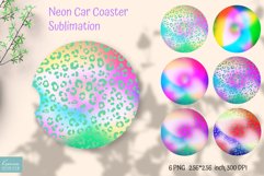 colorful neon leopard car coaster sublimation