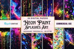 Colorful Neon Paint Splashes Digital Paper Bundle Product Image 1