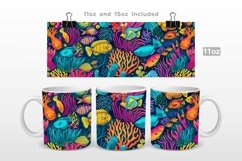 Colorful Ocean Life Doodles Mug Wrap PNG