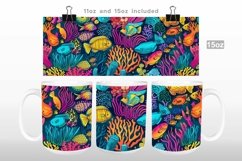 Colorful Ocean Life Doodles Mug Wrap PNG