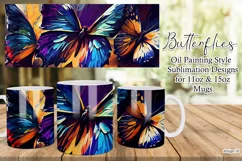 Butterflies Oil Painting Style Sublimation Mug Designs set10 Product Image 1
