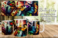 Butterflies Oil Painting Style Sublimation Mug Designs set11 Product Image 1