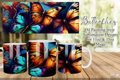 Butterflies Oil Painting Style Sublimation Mug Designs set12 Product Image 1