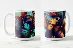 Butterflies Oil Painting Style Sublimation Mug Designs set12 Product Image 3
